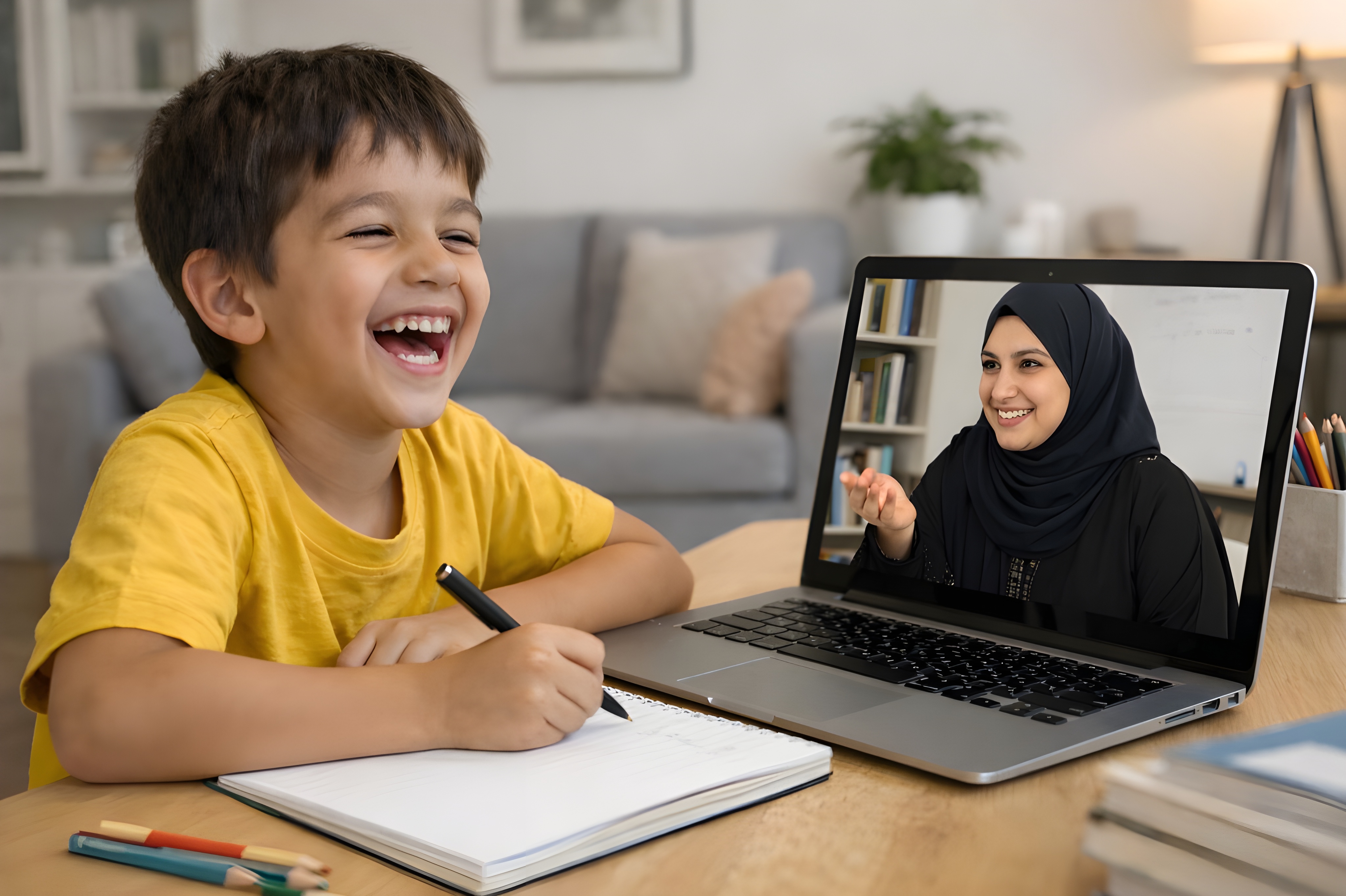 Student engaging in personalized online tutoring session